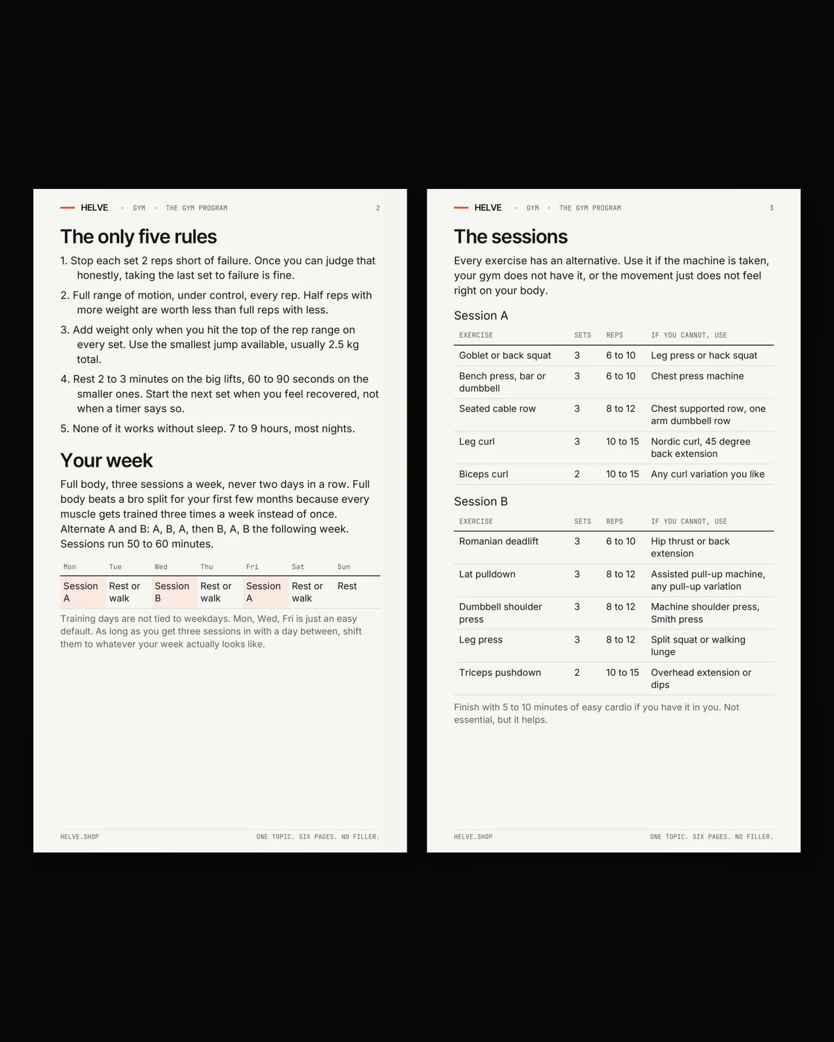 Pages two and three of The Gym Program