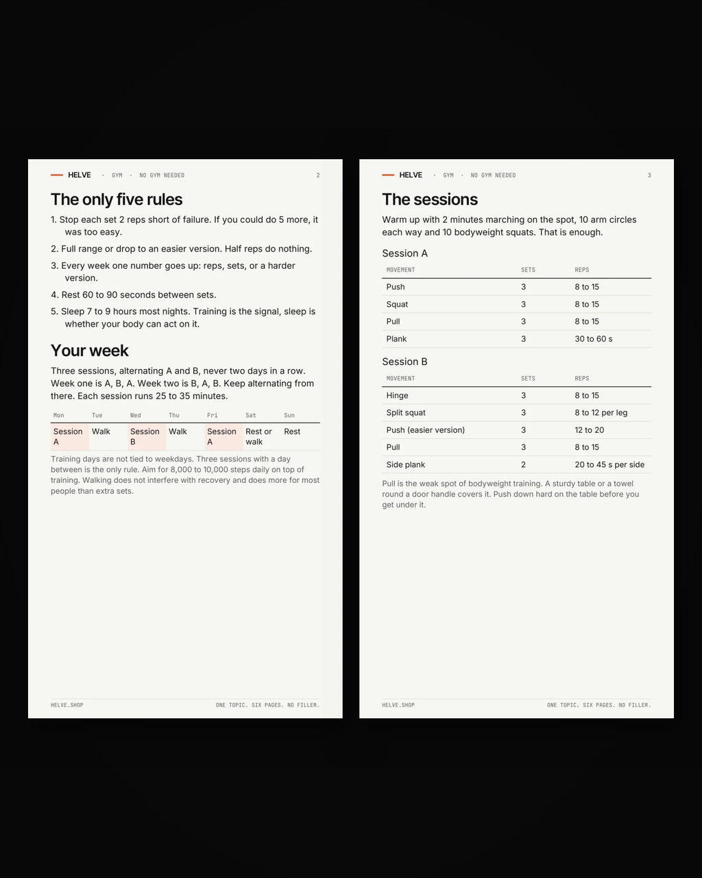 Pages two and three of No Gym Needed