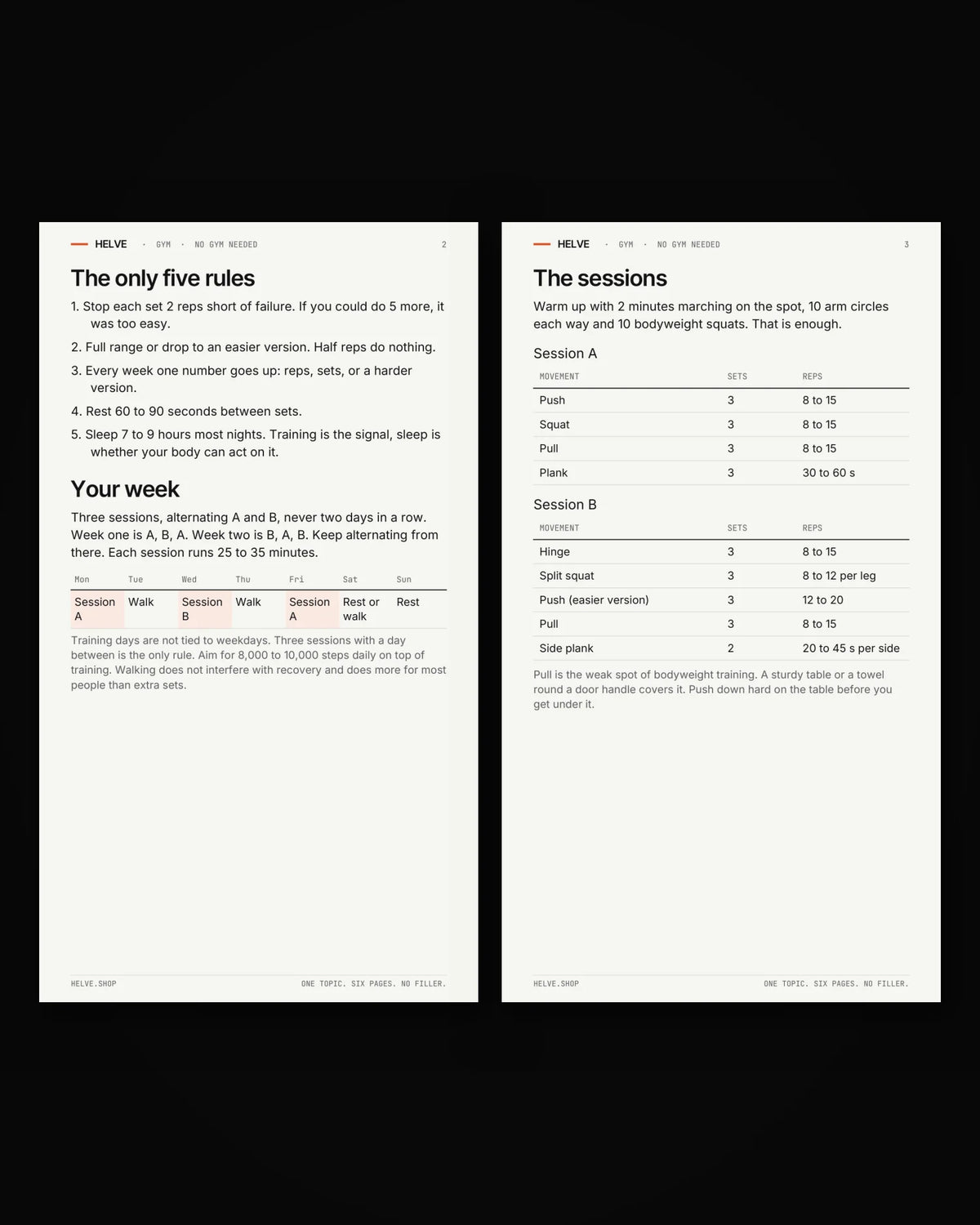 Pages two and three of No Gym Needed